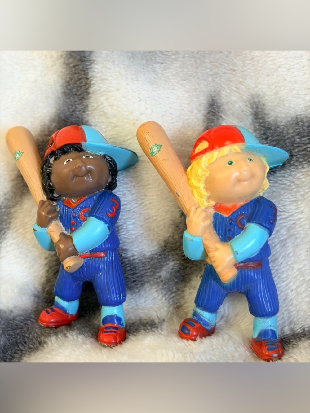 1984 VTG Cabbage Patch Kids "Baseball Player" 2.5” PVC Mini Figurines (Lot of 2)